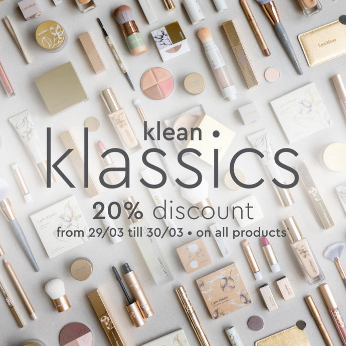 klean.klassics met 20% korting op 29.03 en 30.03