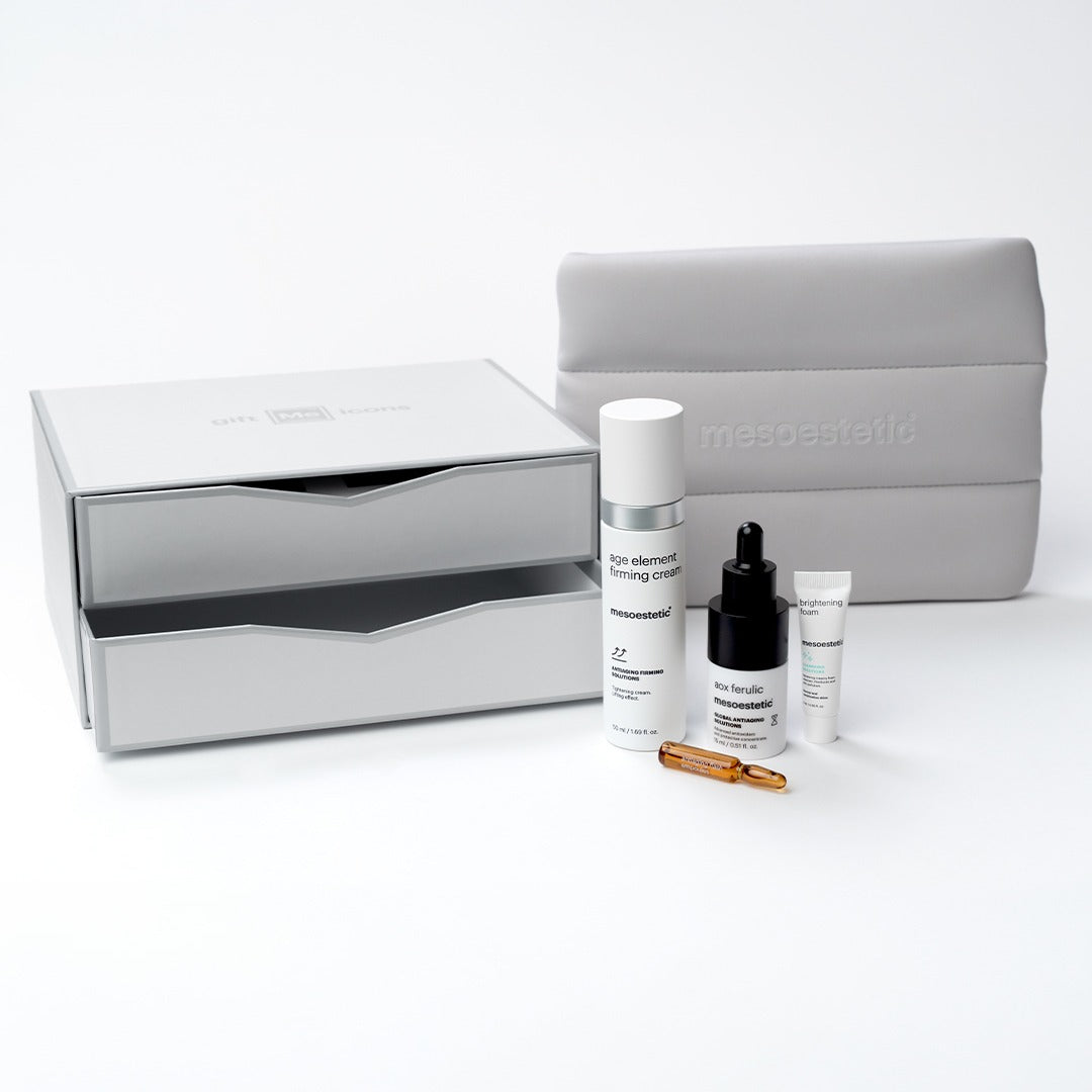 mesoestetic Iconic Lift giftset met giftbox, pouch en vier producten